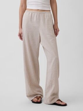 GAP Linen Blend Easy Wide Leg Pants | Relaxed Drawstring